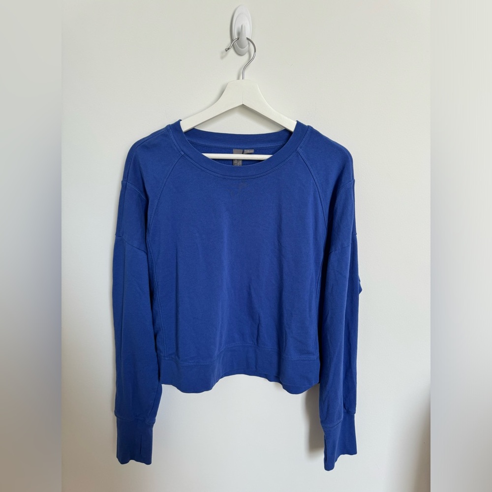 Sweaty Betty after class cropped pullover size XL royal blue long sleeve